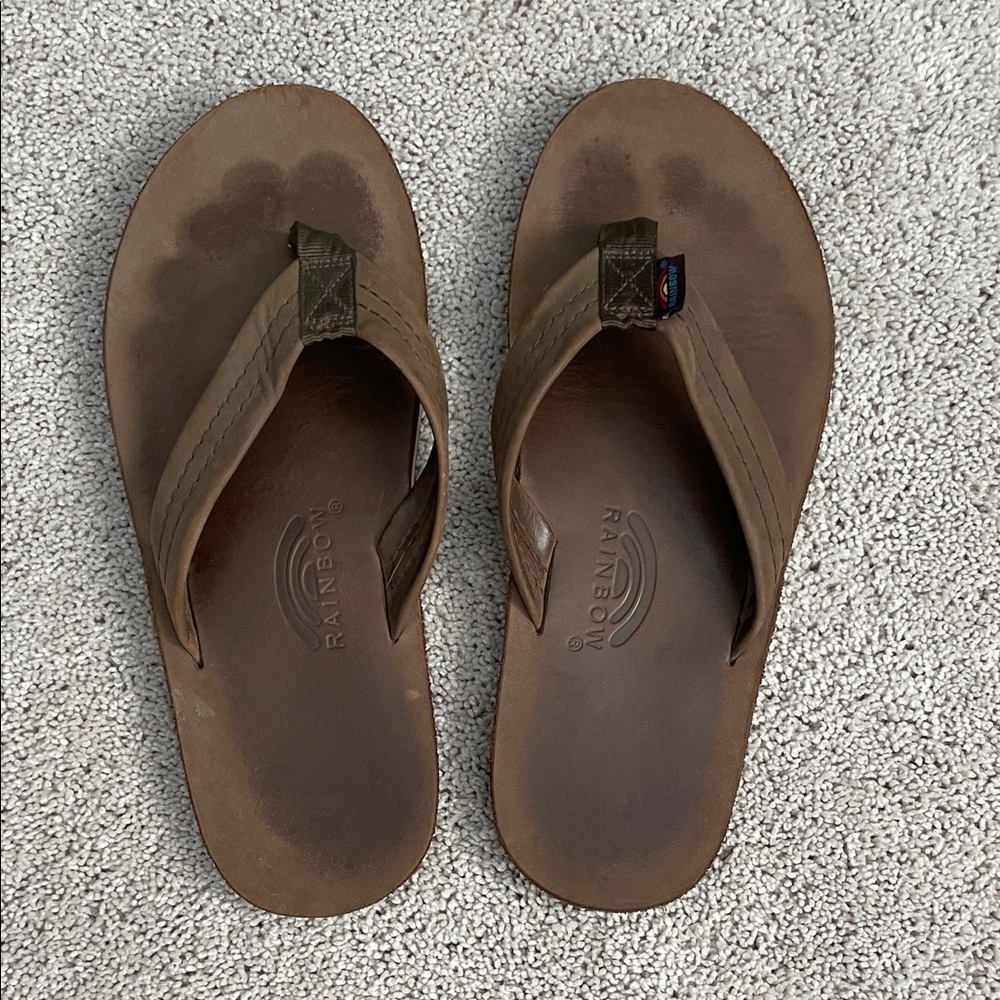 Rainbow Men's Size 9.5-10.5 Leather Flip-Flops